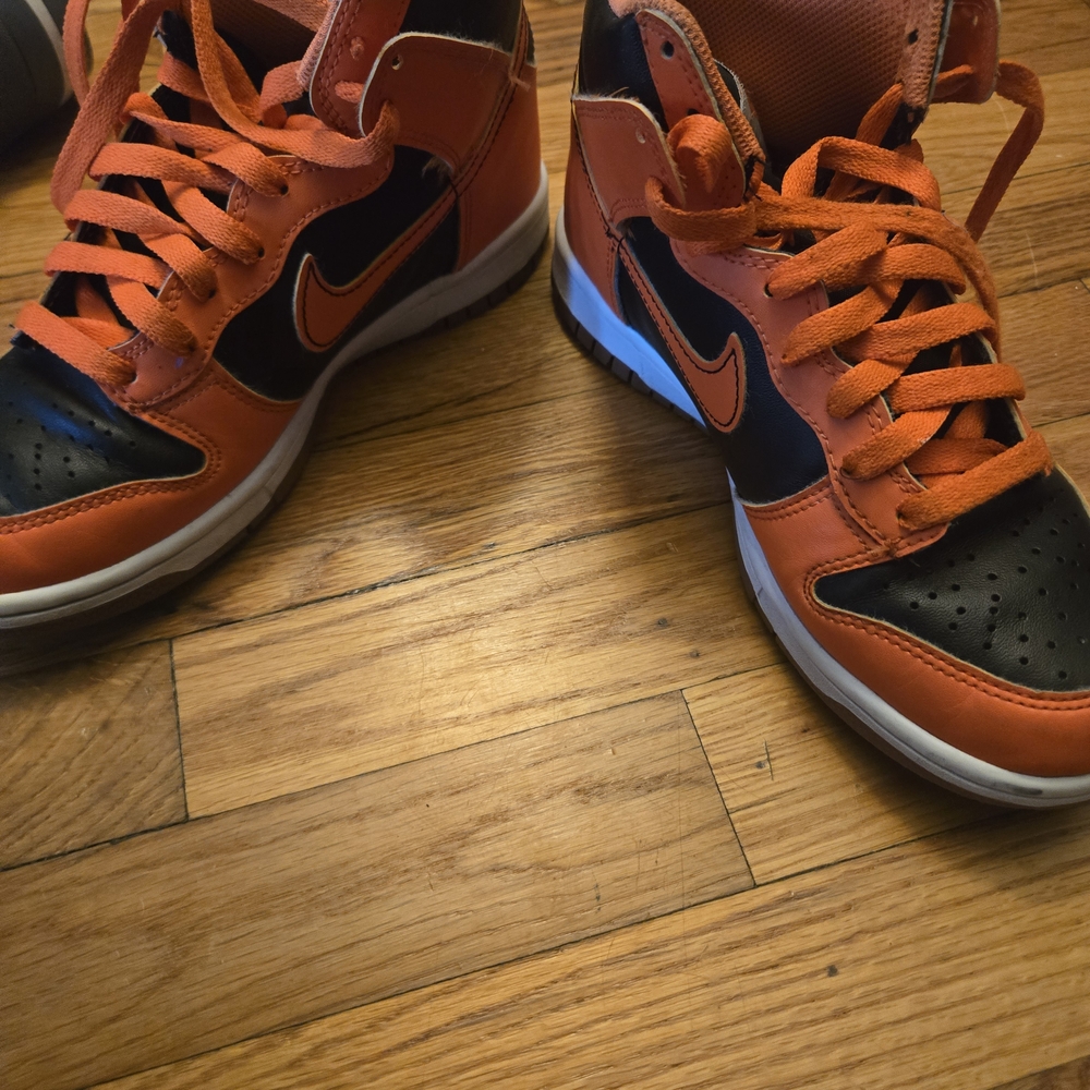 Nike Orange and Black High-Top Sneakers